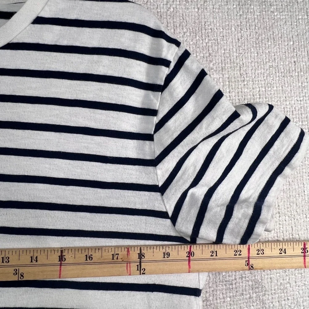J.Crew Womens Striped Short Sleeve Knit T-Shirt Navy‎ White Large